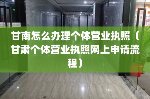 甘南怎么办理个体营业执照（甘肃个体营业执照网上申请流程）